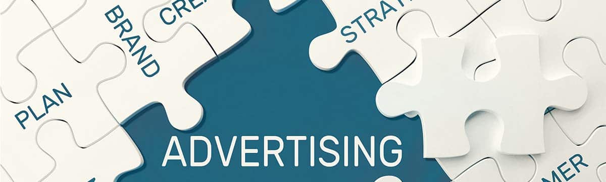 Hero with words "advertising", "brand", "creativity", "strategy", "plan" to show all that goes into create an Google Ad Campaign.